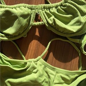 Vibrant Green Ribbed Bikini Set